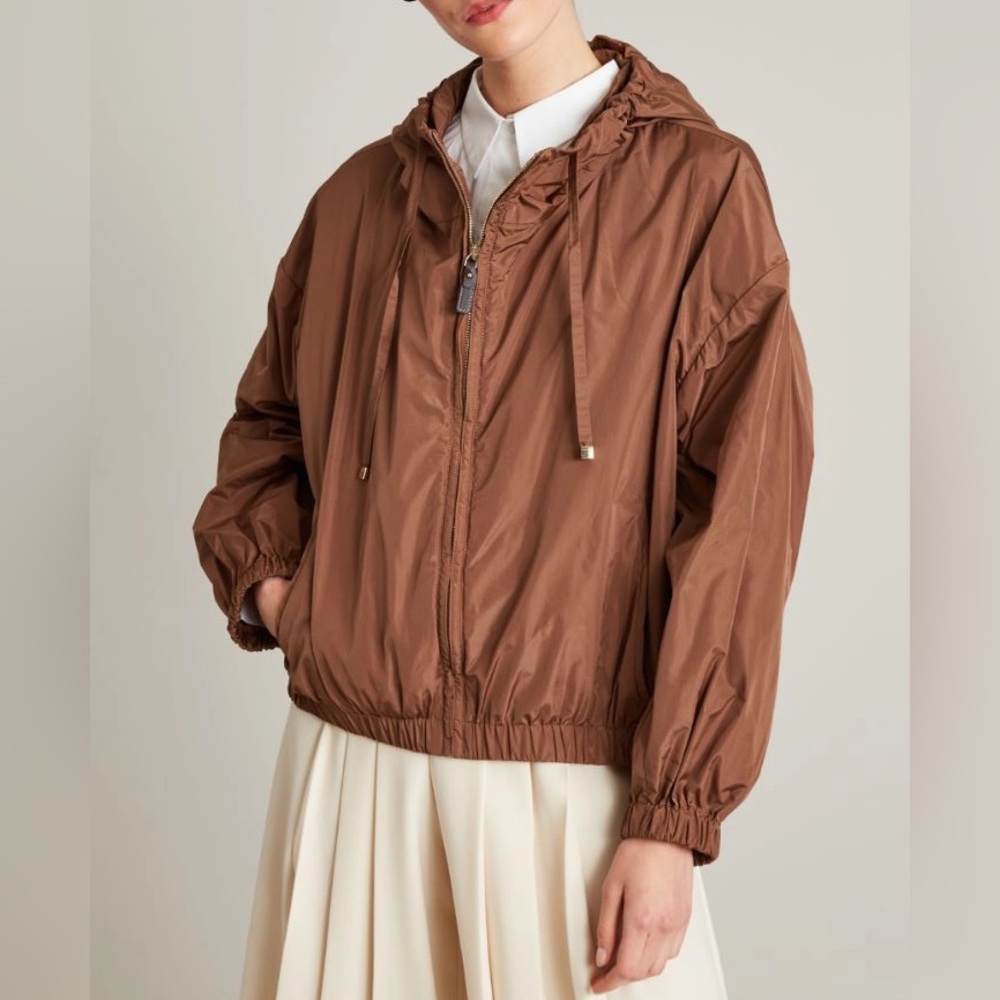 NWOT Max Mara Cube Lightweight Water Repellent Short Jacket Brown Spring/Summer